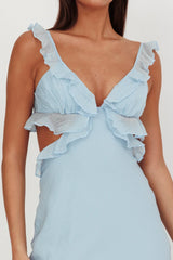 Second Chances Ruffle Trim Maxi Dress Blue
