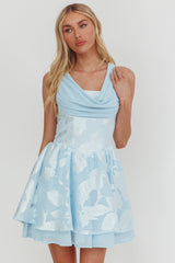 Lusting Lace-Up Back Mini Dress Ice Blue