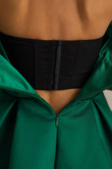 Fleur | Dark Green Satin Bandeau Mini Dress