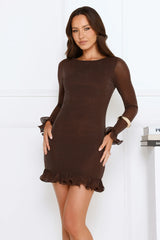 Lookbook Long Sleeve Mini Dress Brown