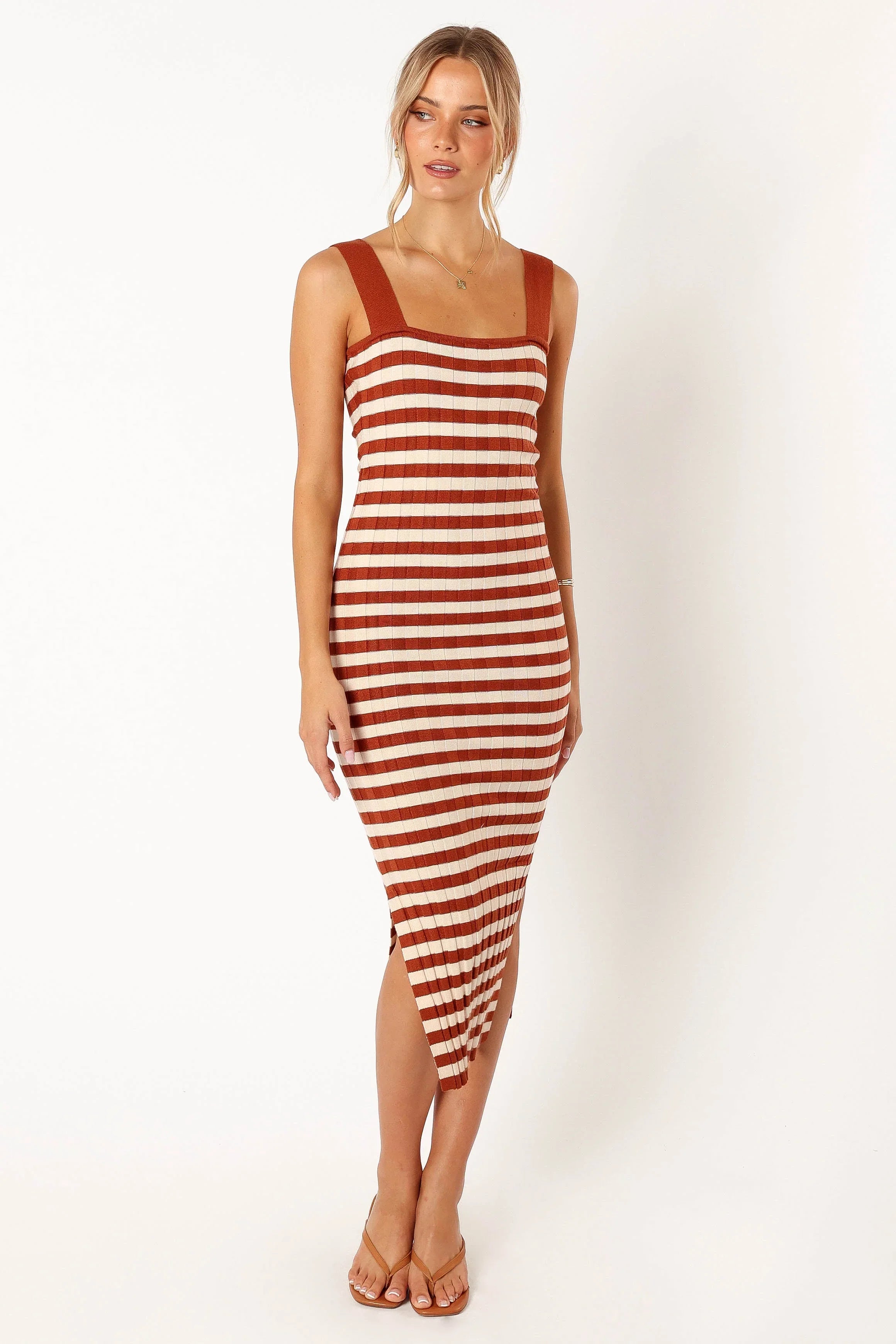 Ledger Midi Dress - Tan Stripe