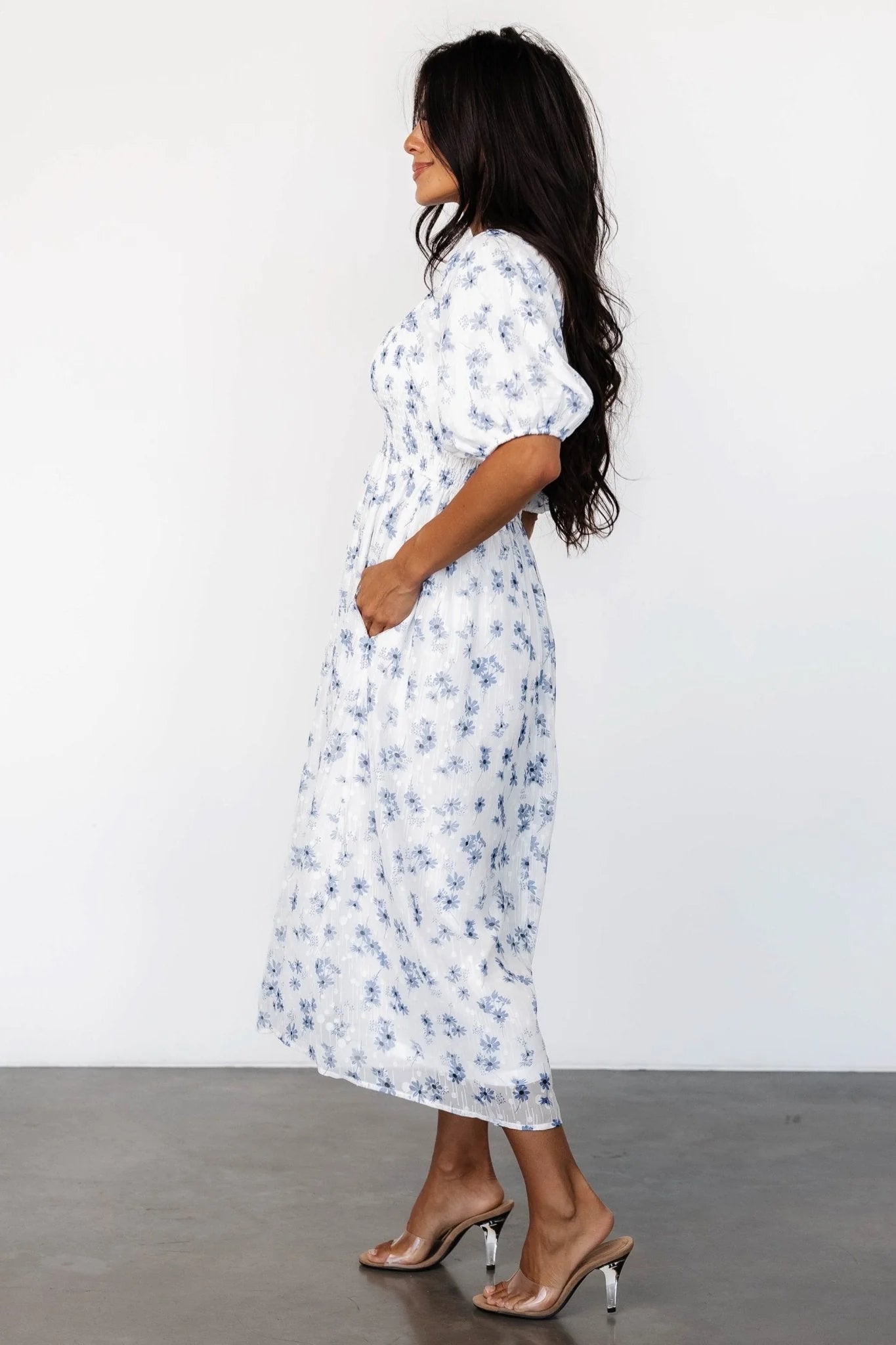 Luca Dress | White + Blue Floral