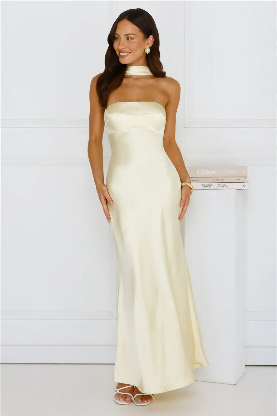 Precious Pearl Satin Maxi Dress