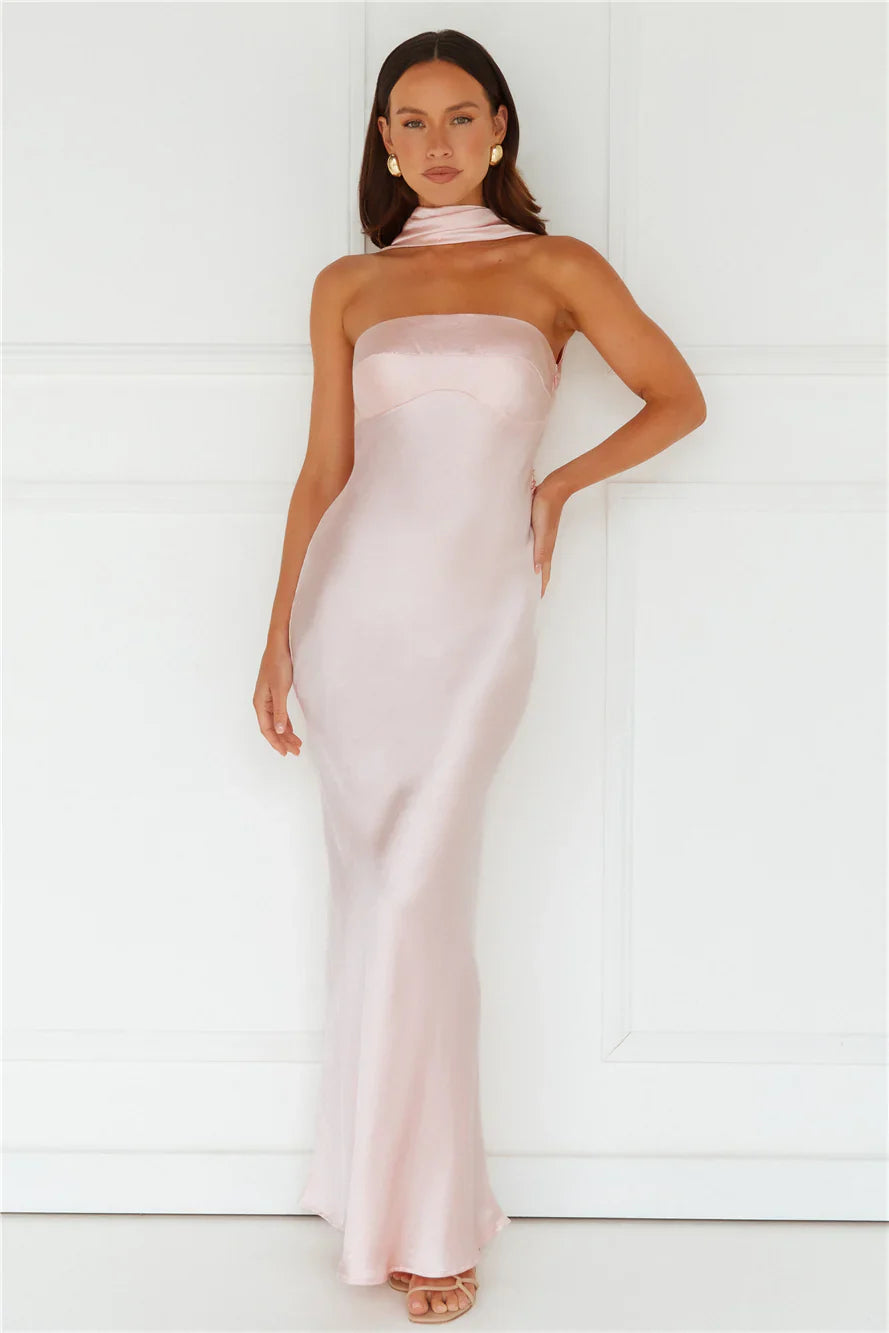Precious Pearl Satin Maxi Dress