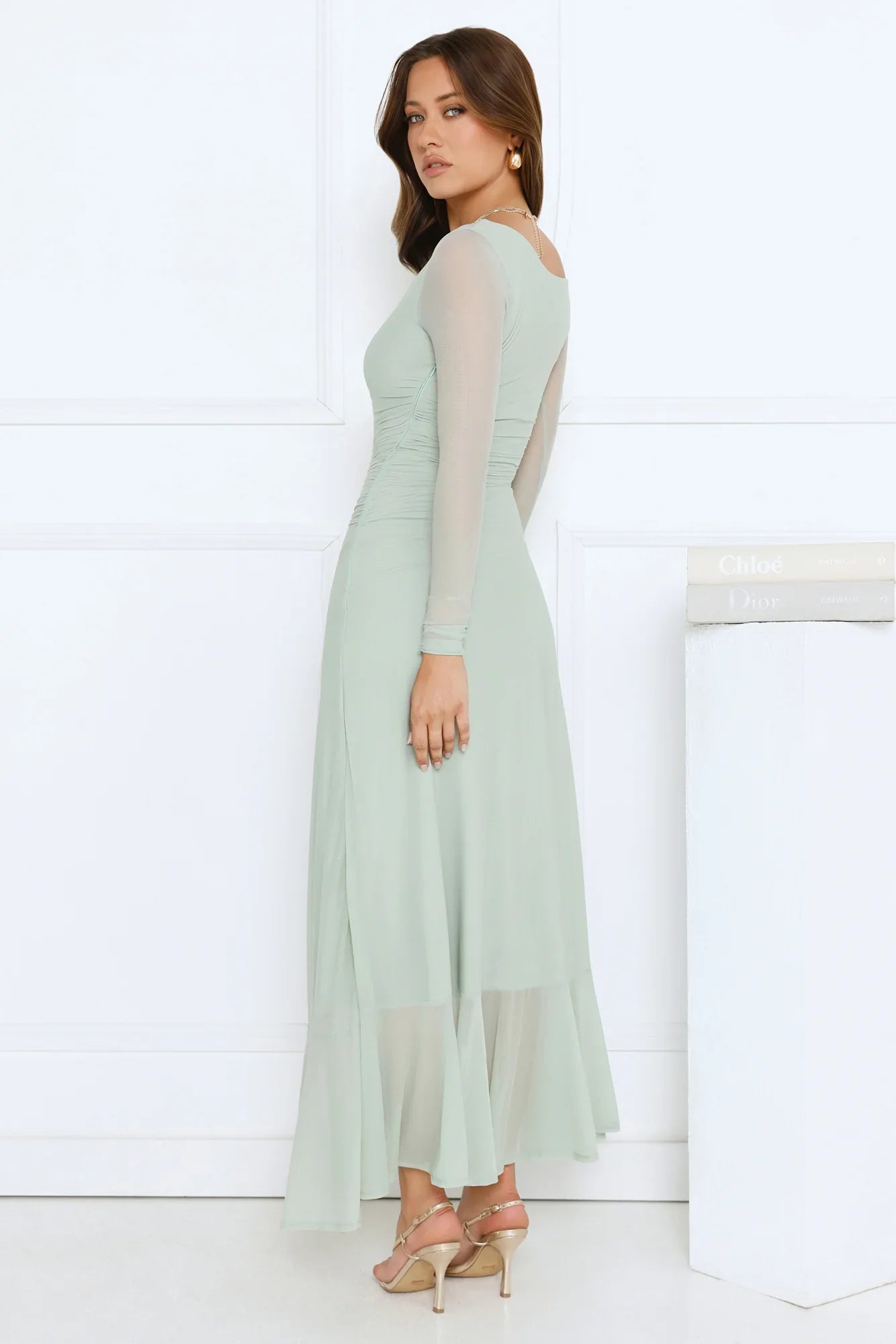 Darling At Dusk Long Sleeve Maxi Dress Sage