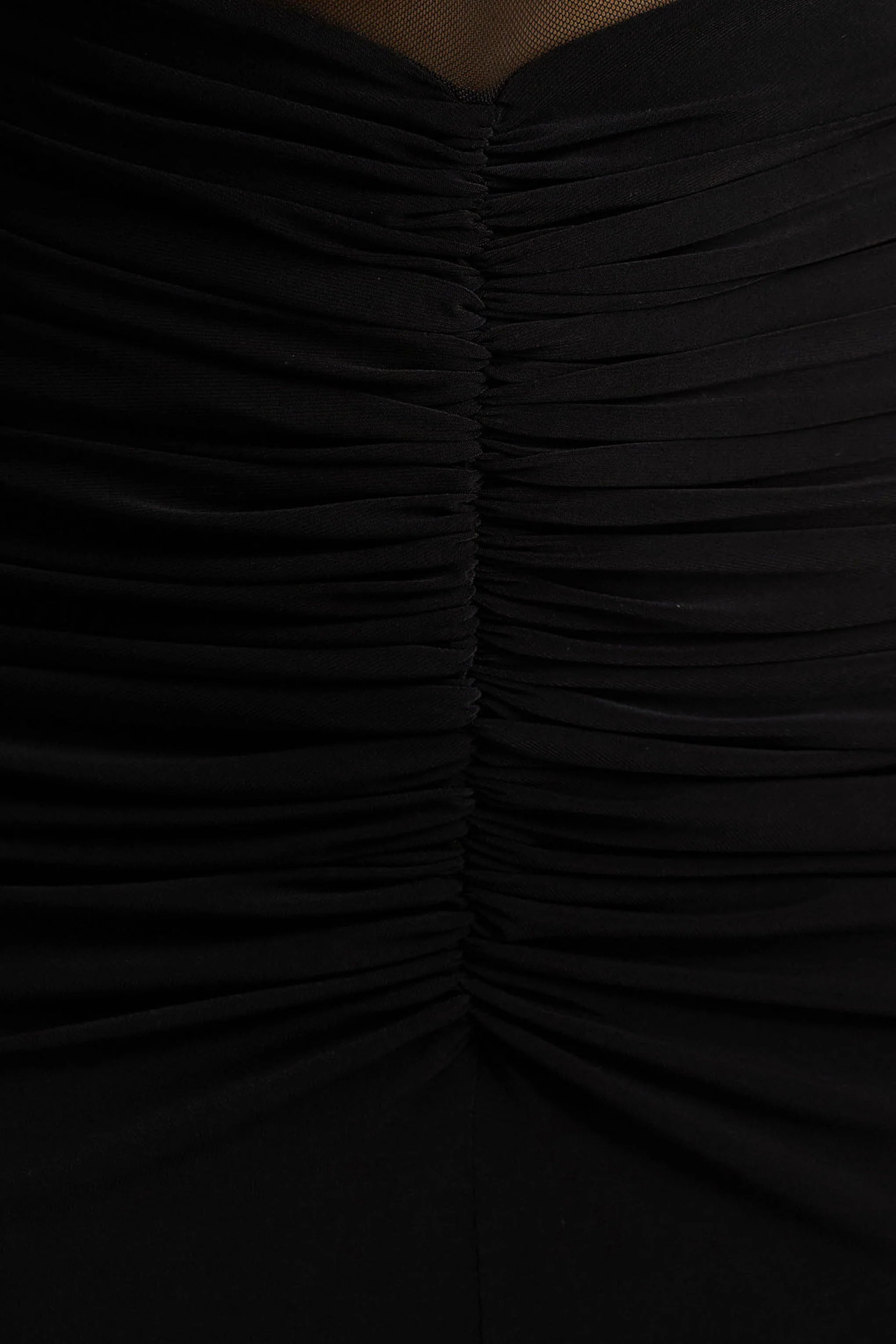 Zinnie | Black Cape-Sleeve Maxi Dress With Mesh Panel