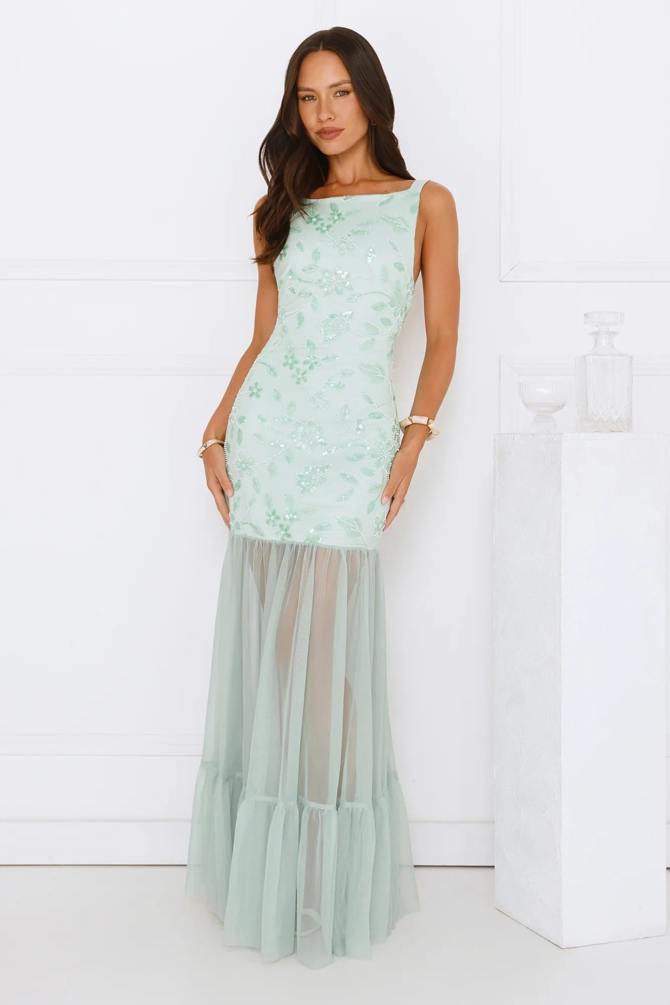 Pretty Girl Phase Mesh Maxi Dress