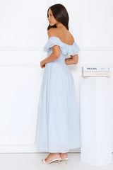 Twilight Sonata Off Shoulder Maxi Dress Blue