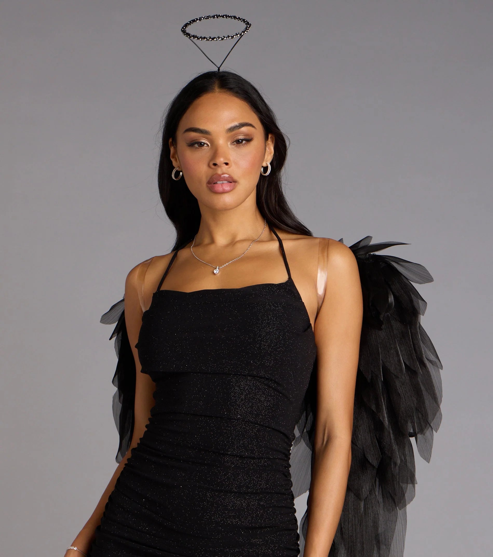 Under My Spell Glitter Halter Mini Dress