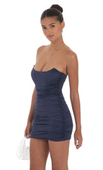 Foiled Corset Bodycon Dress in Navy