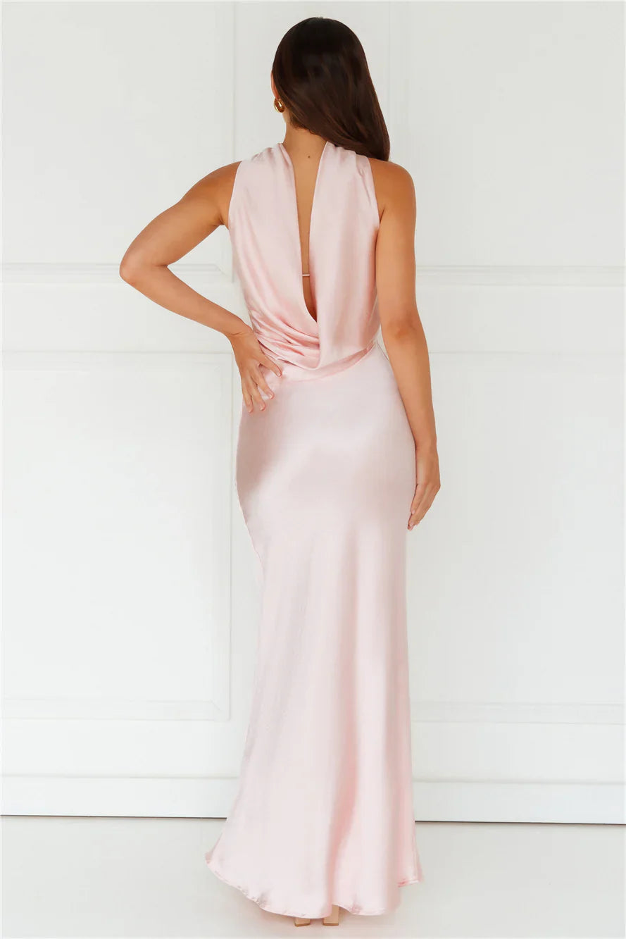 Precious Pearl Satin Maxi Dress