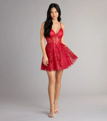 Scarlett Glitter Corset Lace-Up Dress