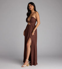 Eyes On You Lace-Up Slit Maxi Dress