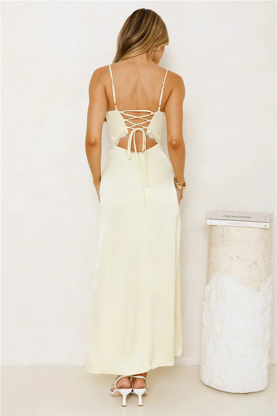 Softly In Season Satin Maxi Dress