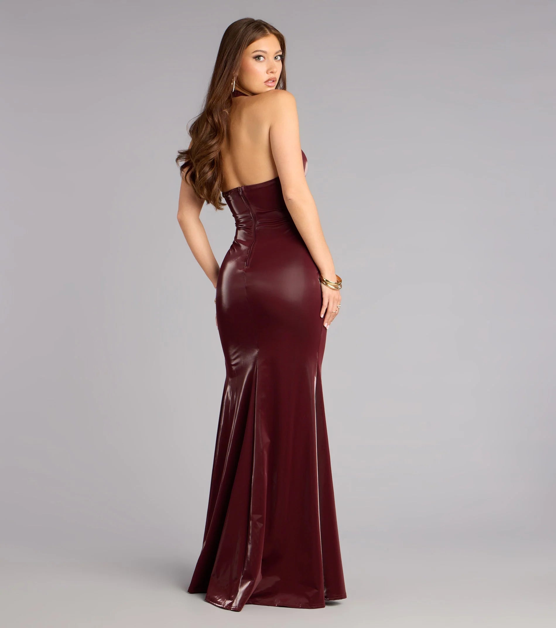Breanna Faux Leather Corset Formal Dress
