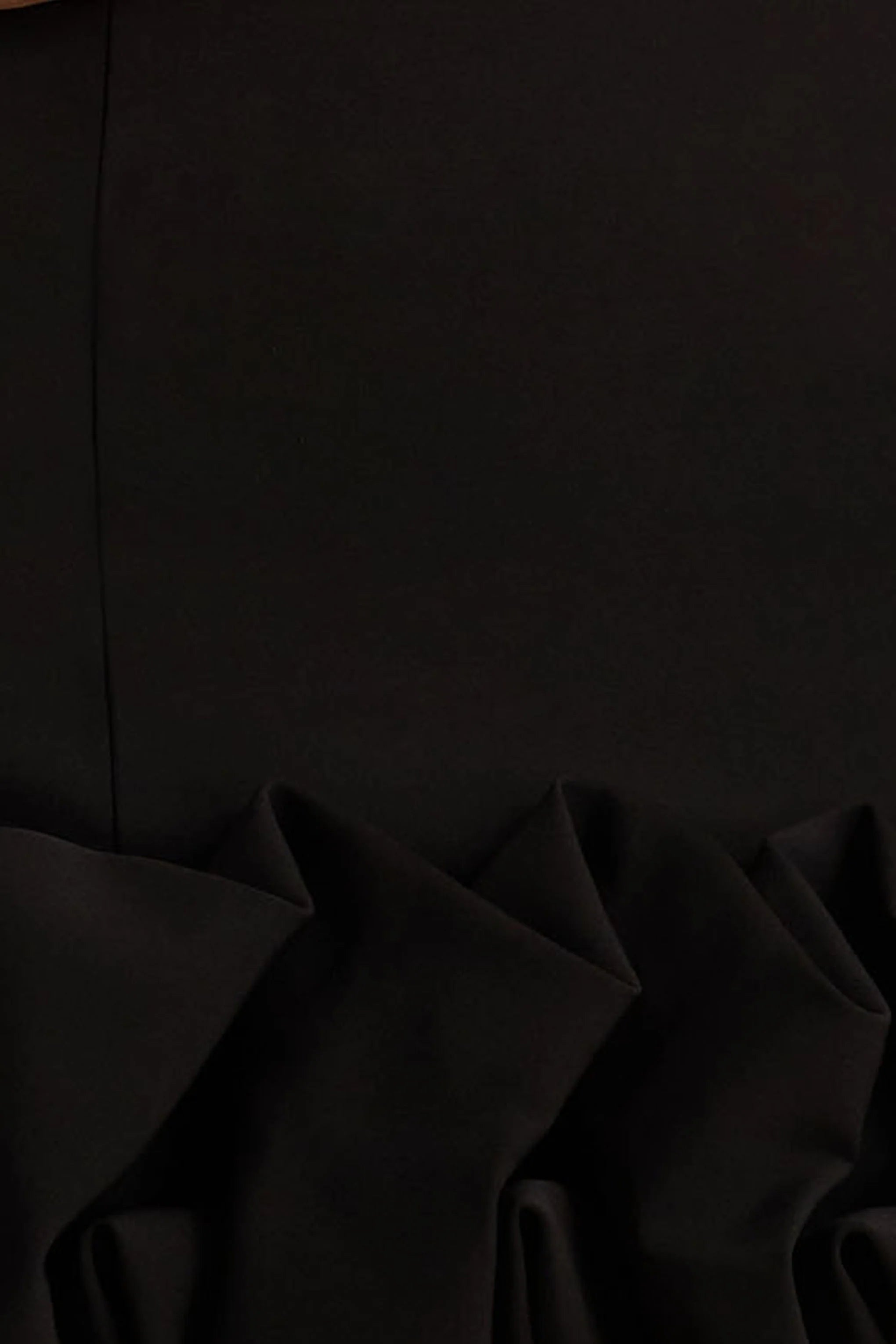 Geneve | Black Halter-Neck Mini Dress With Ruffled Trim