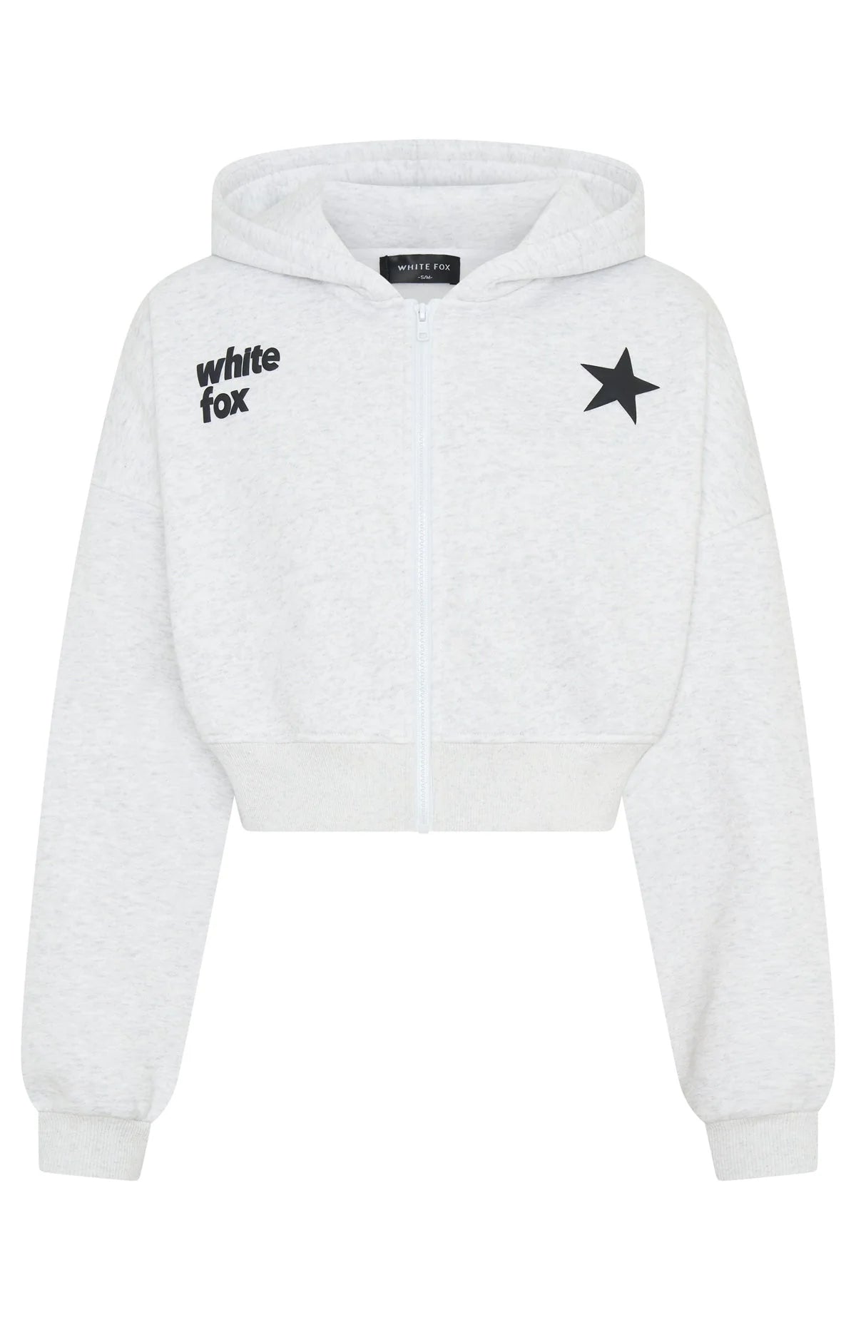 From The Archives Charli Cropped Zip Front Hoodie Grey Marle