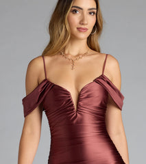 Jelene Cold-Shoulder Mermaid Satin Formal Dress