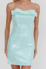 Mai Bow Bust Sequin Mini Dress Mint