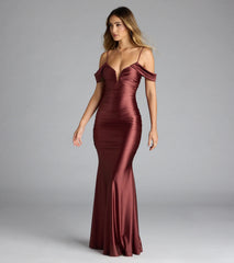 Jelene Cold-Shoulder Mermaid Satin Formal Dress