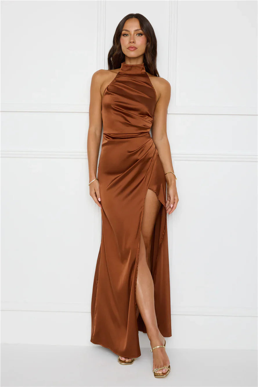 Sonnet Satin Halter Maxi Dress