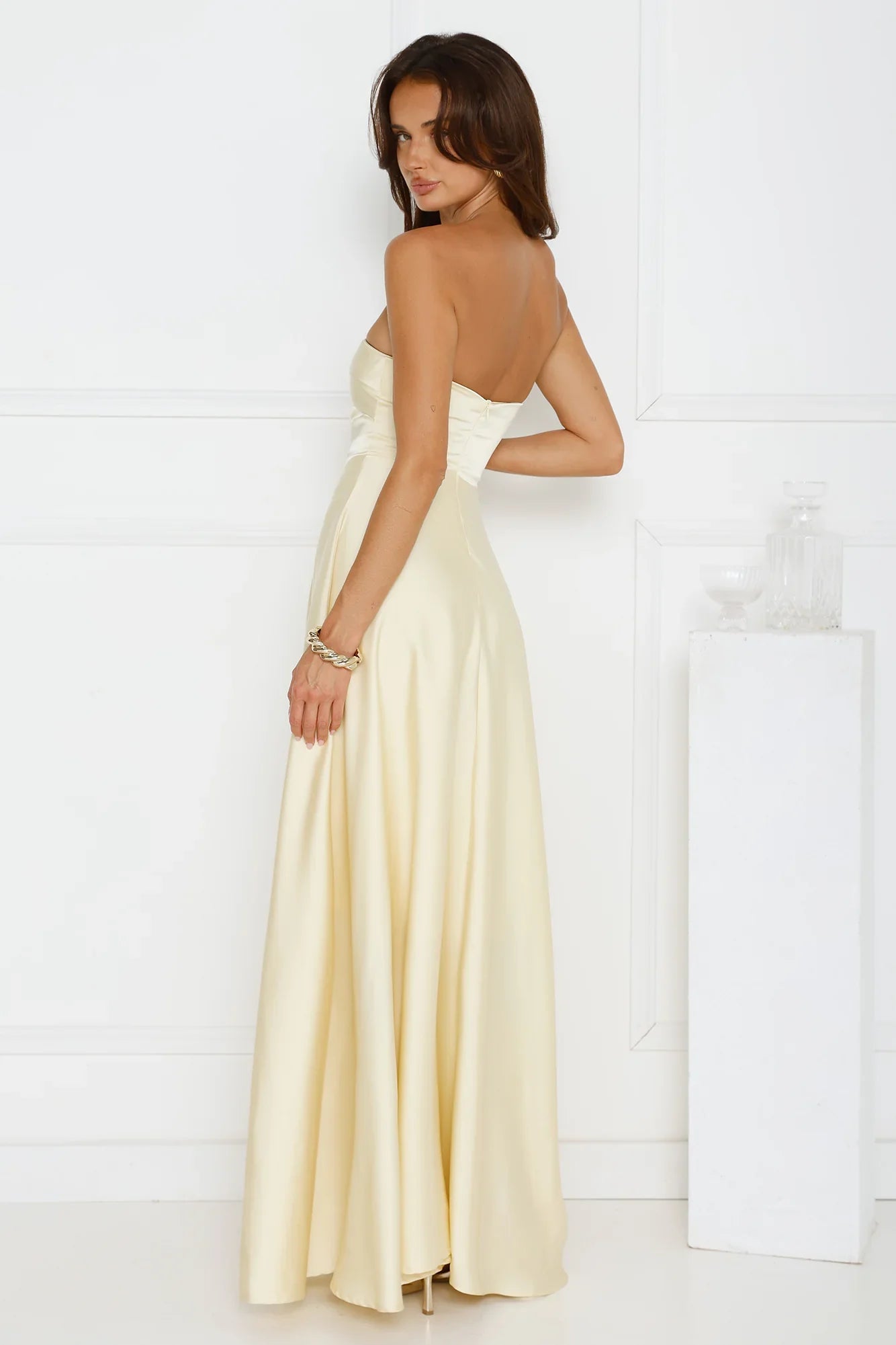Unspoken Wishes Strapless Satin Maxi Dress