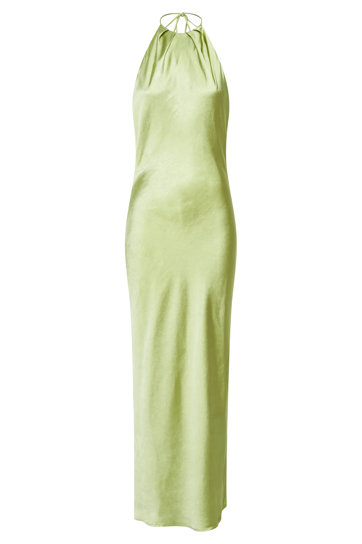 Sammy Satin Halter Maxi Dress - Pistachio