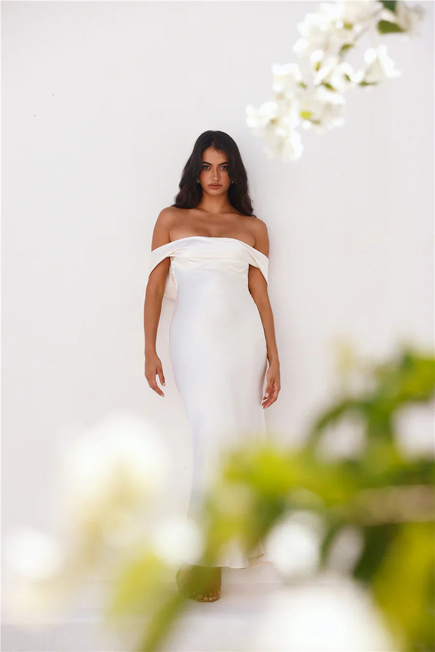 Precious Pearl Satin Maxi Dress