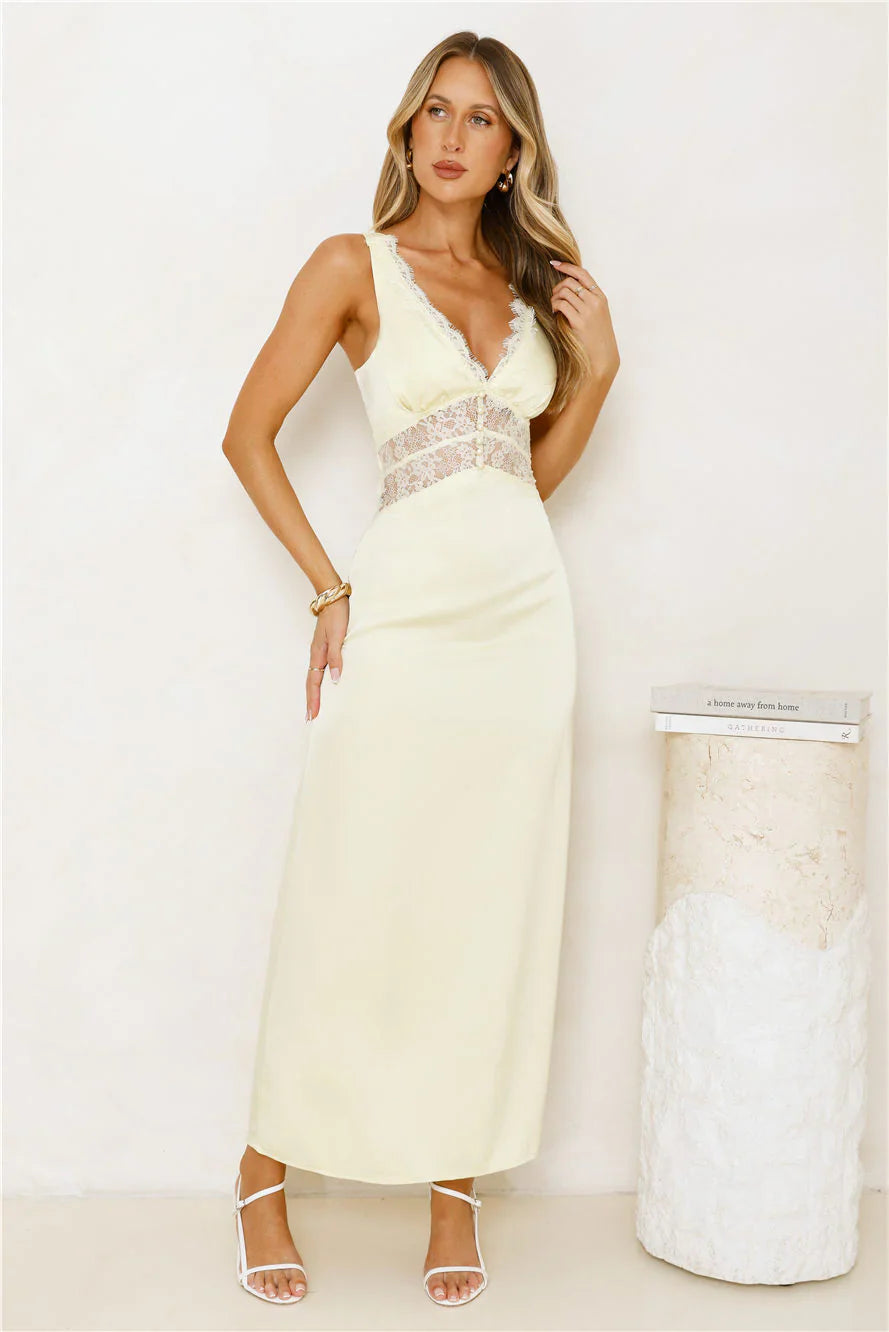 Softly In Season Satin Maxi Dress